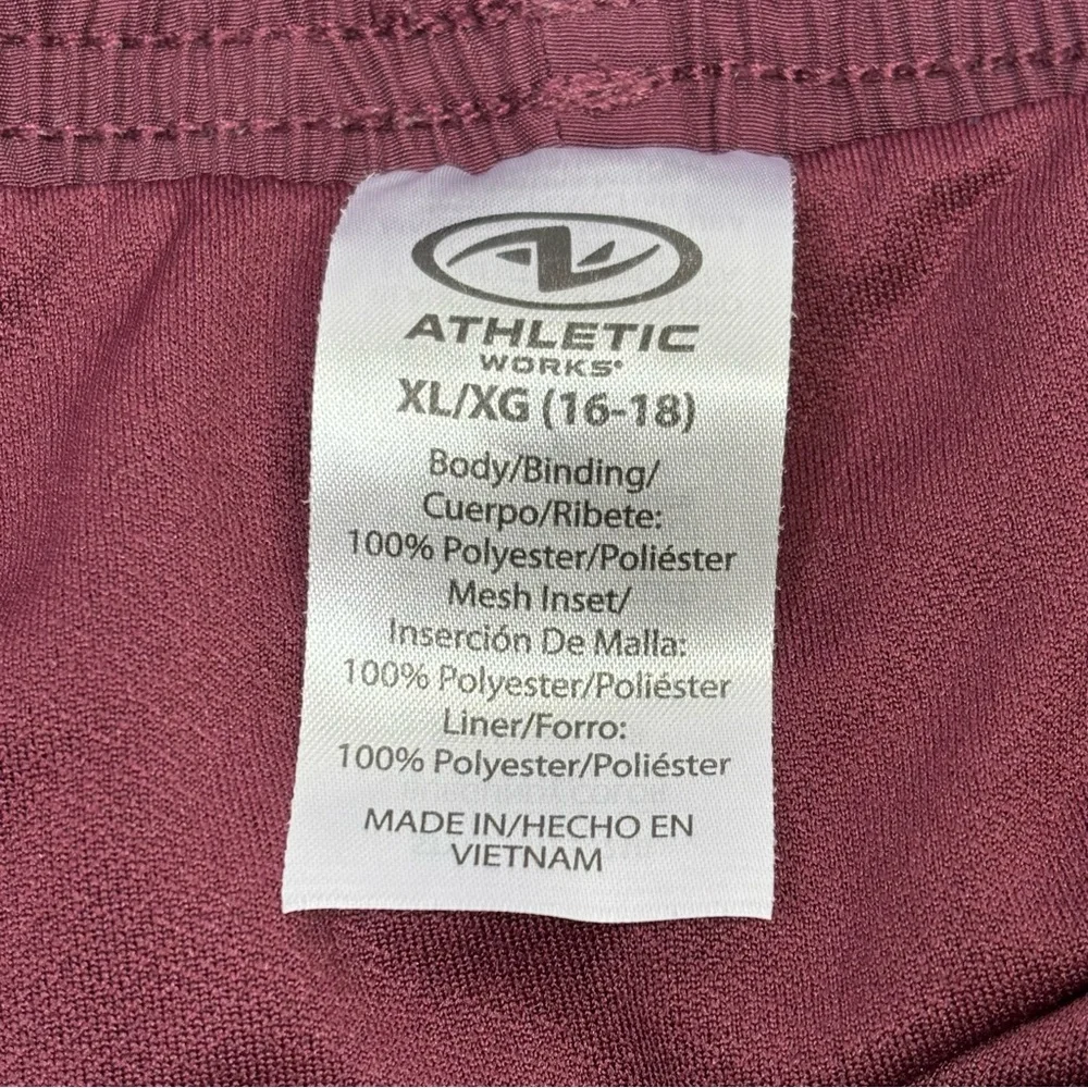 Athletic Works XL 16-18‎ Athletic Shorts Burgundy Lined Elastic Waist Activewear